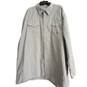 Mens 4XL Roper western pearl snap long sleeve green and white check work shirt